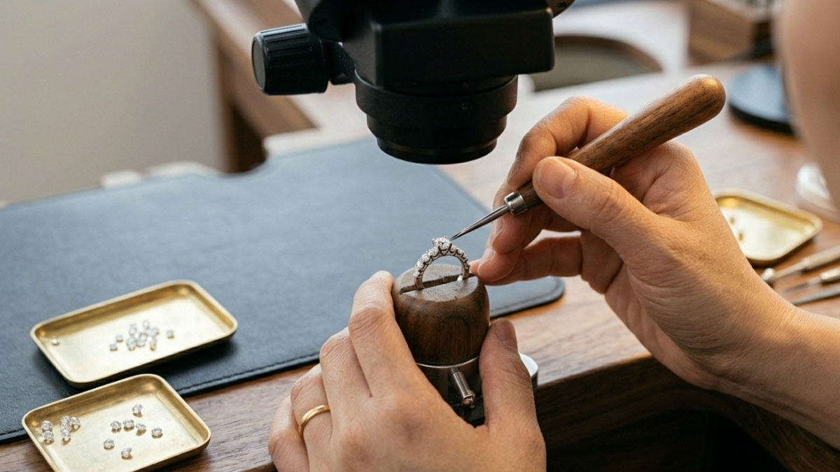 Chinese diamond setting craftsmanship for lab-grown diamond ring