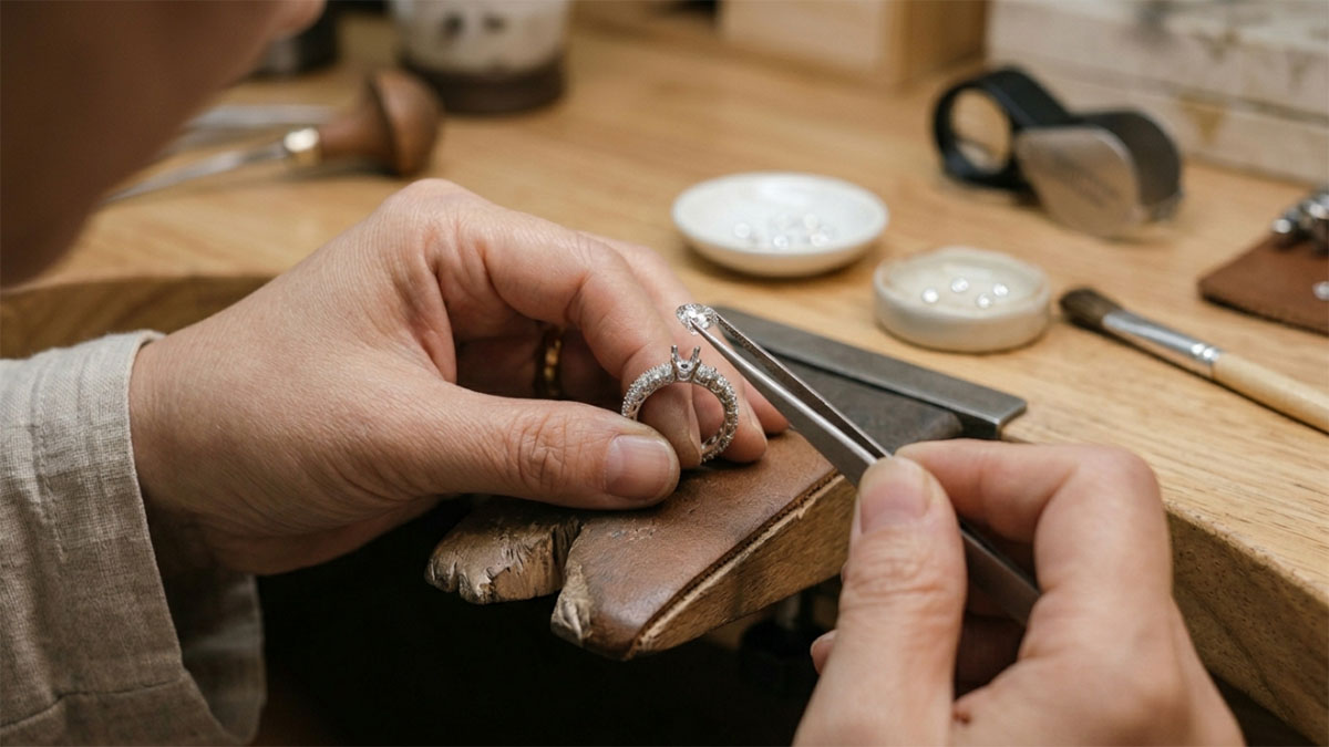 Chinese diamond setting craftsmanship for a lab-grown diamond ring