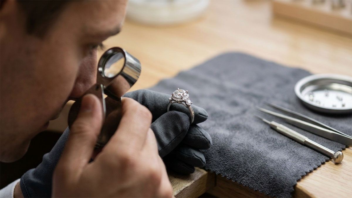 Diamond setting polishing and quality check for lab-grown diamond jewelry