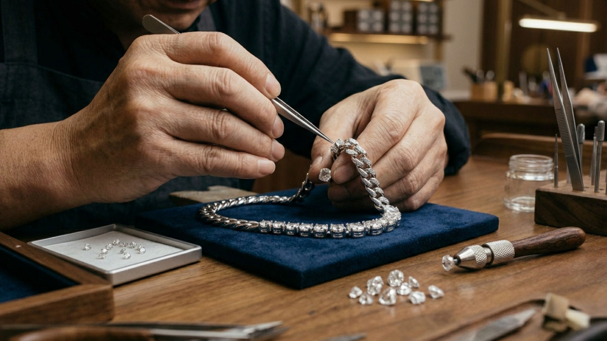 Chinese craftsmanship for lab-grown diamond jewelry setting and polishing
