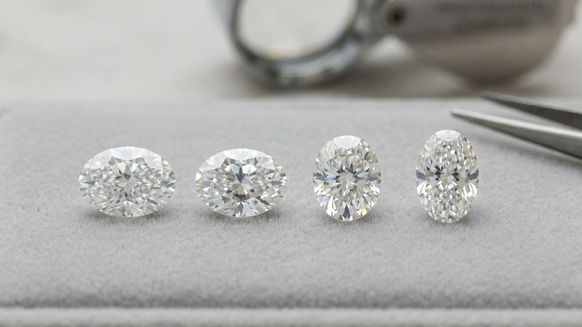 Oval diamond ratio comparison with different length to width proportions