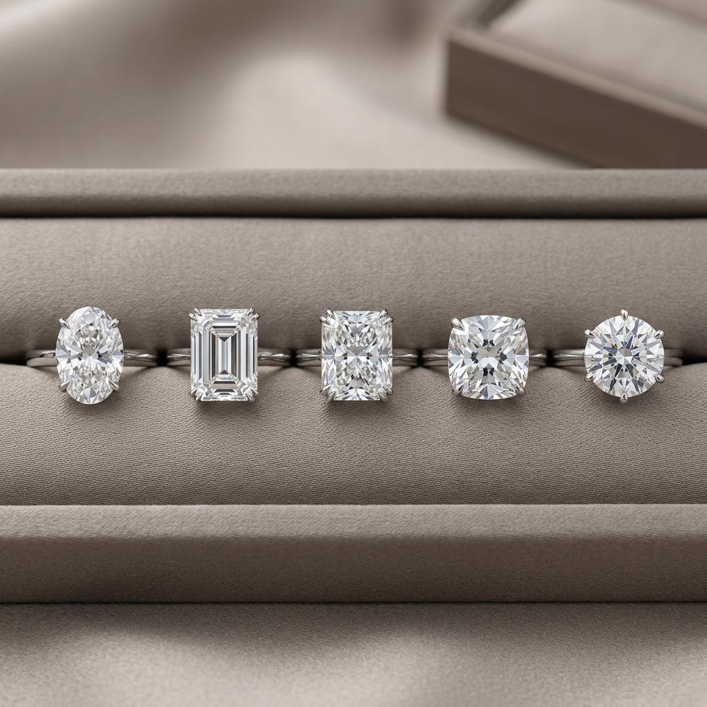 Visual comparison of diamond shapes for long fingers.