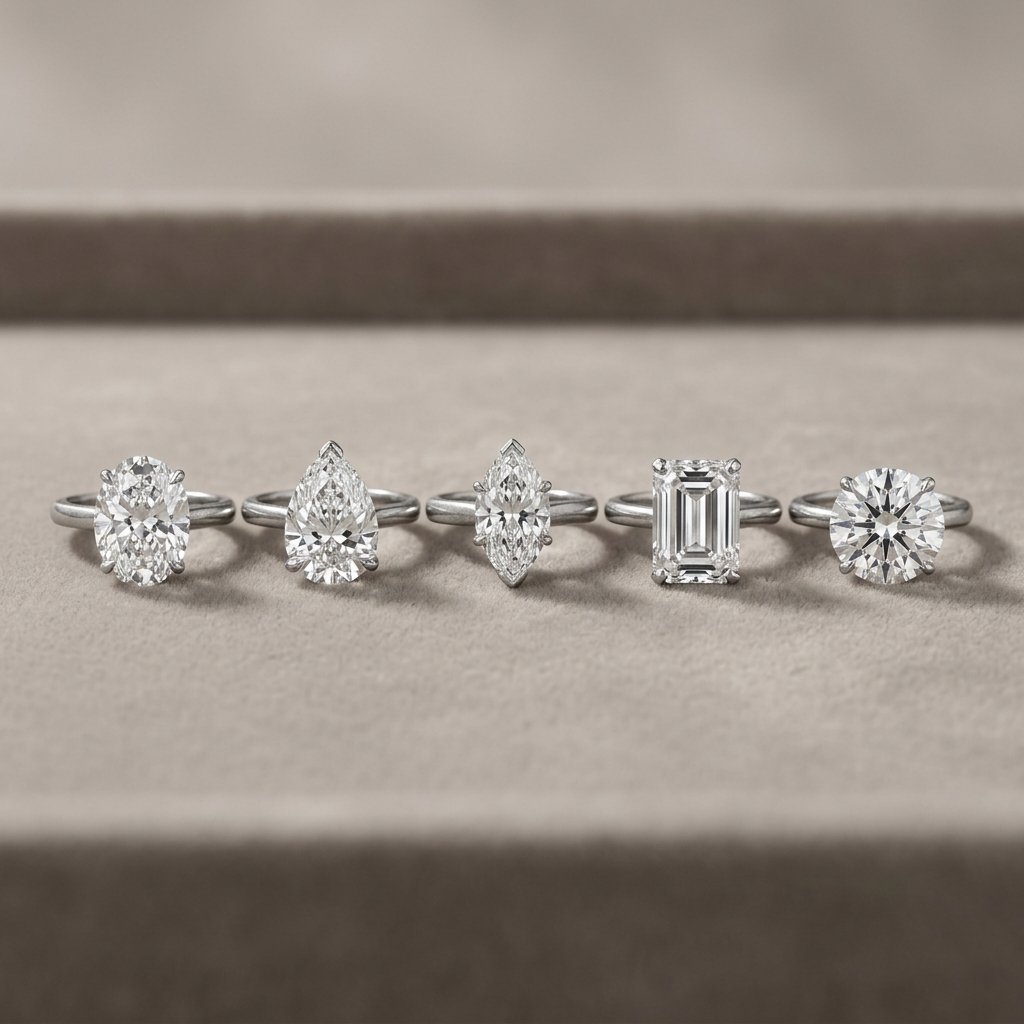 Visual comparison of diamond shapes for short fingers.