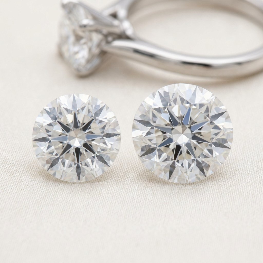 2 and 3 carat diamond measurement detail.