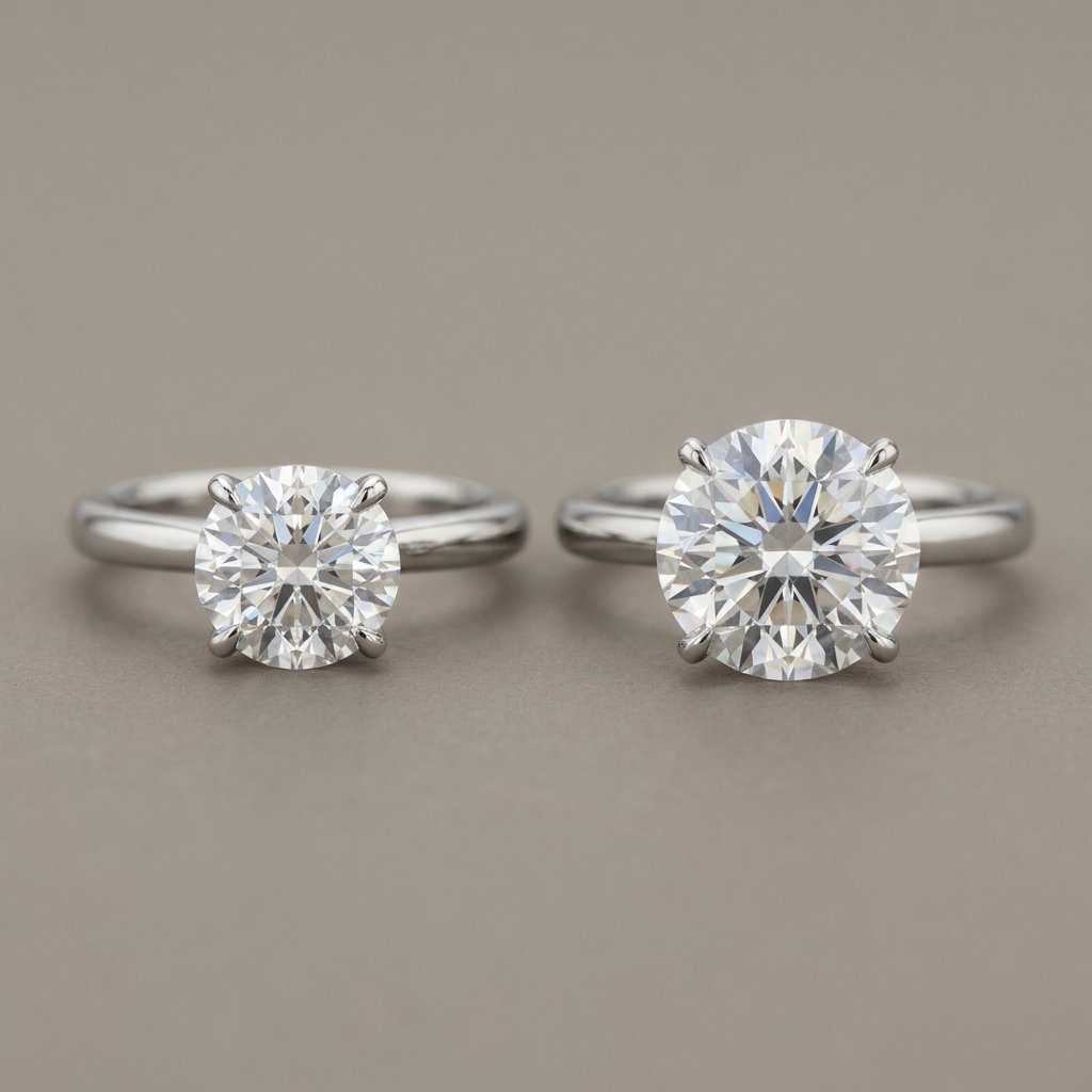 2 vs 3 carat diamond size comparison.