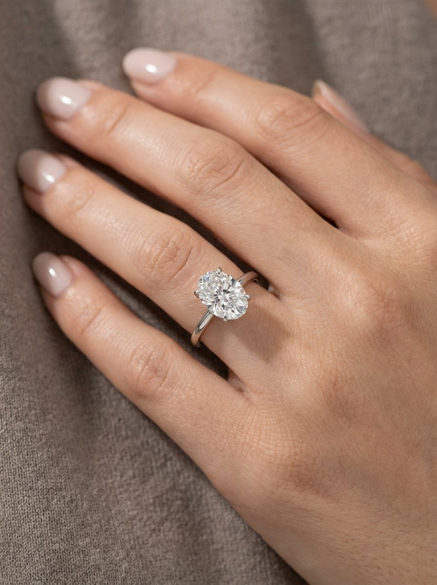 Diamond size chart ring on hand.