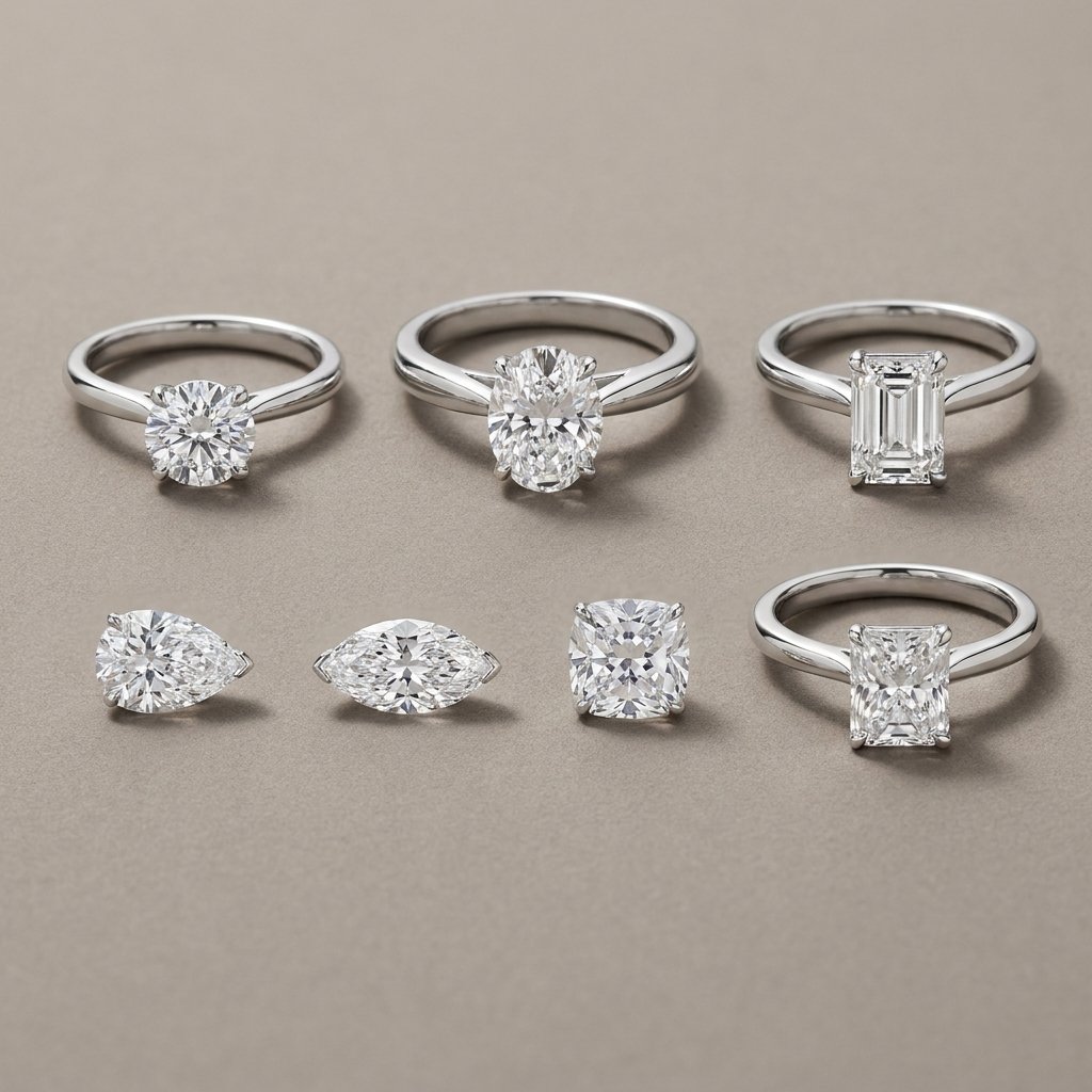 Diamond shape size chart comparison.