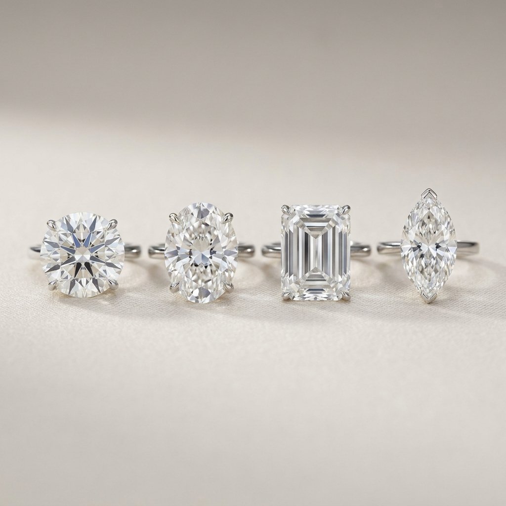 Face-up size diamond shape comparison.