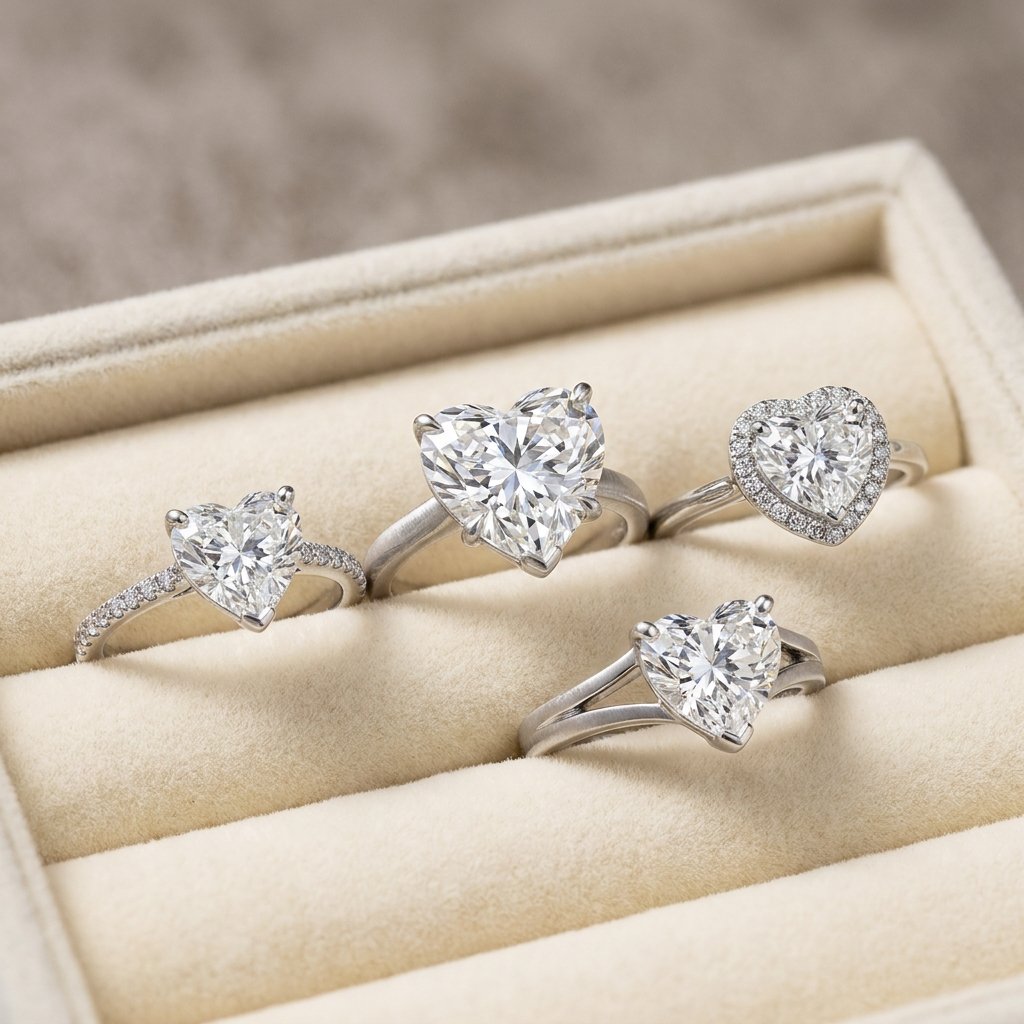 Heart shaped diamond visual comparison.