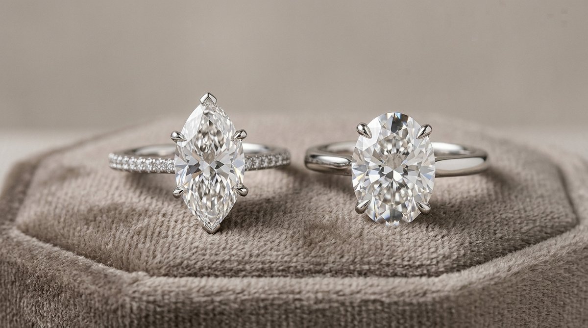 Marquise vs oval diamond comparison.