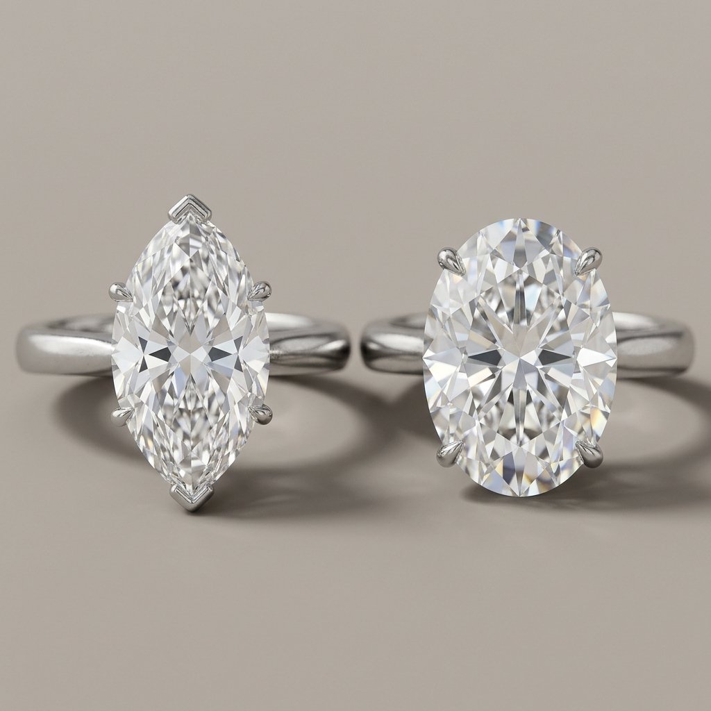 Marquise and oval sparkle detail.