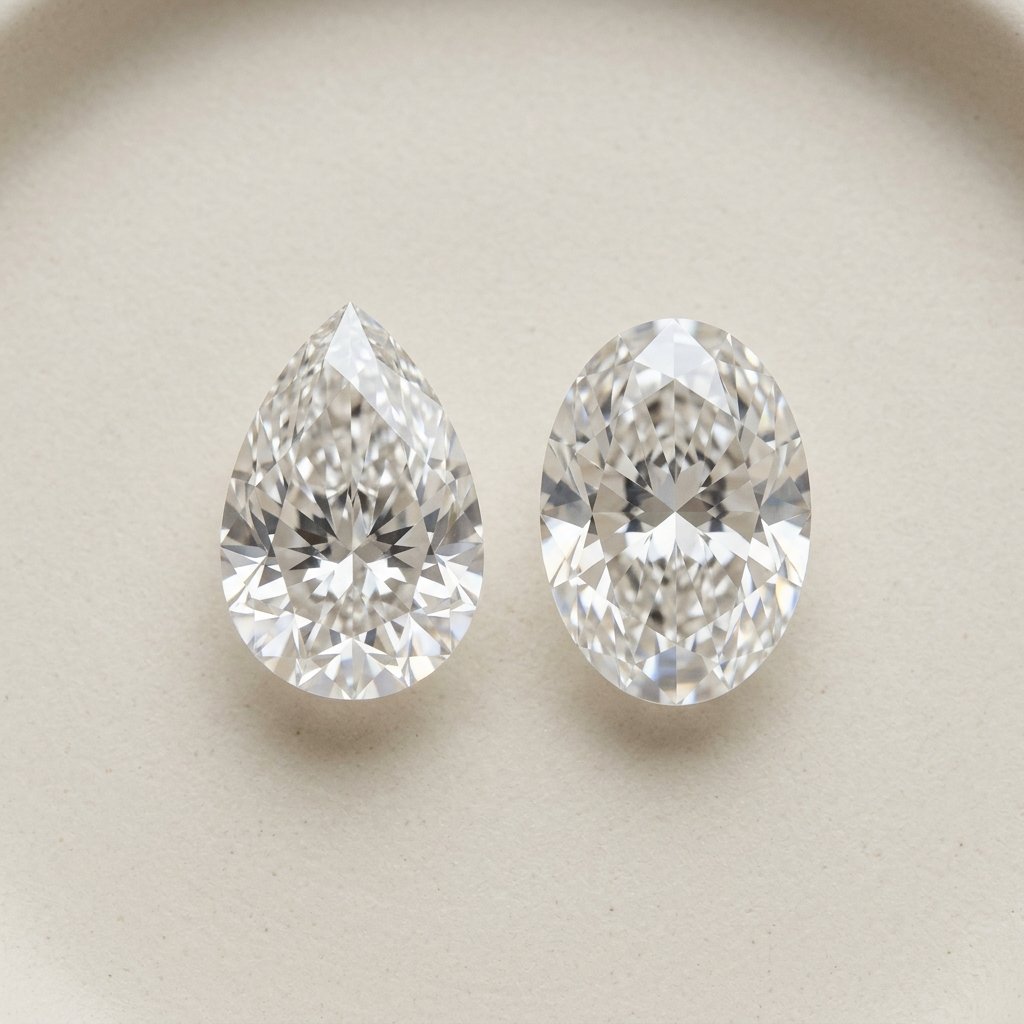 Comparison of pear and oval diamond shapes.