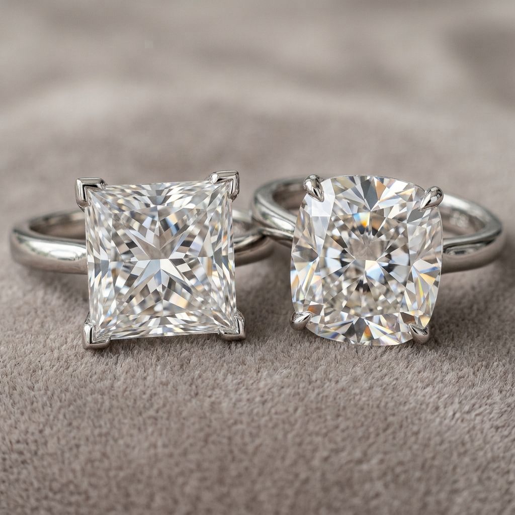 Sparkle detail for princess and cushion cut.