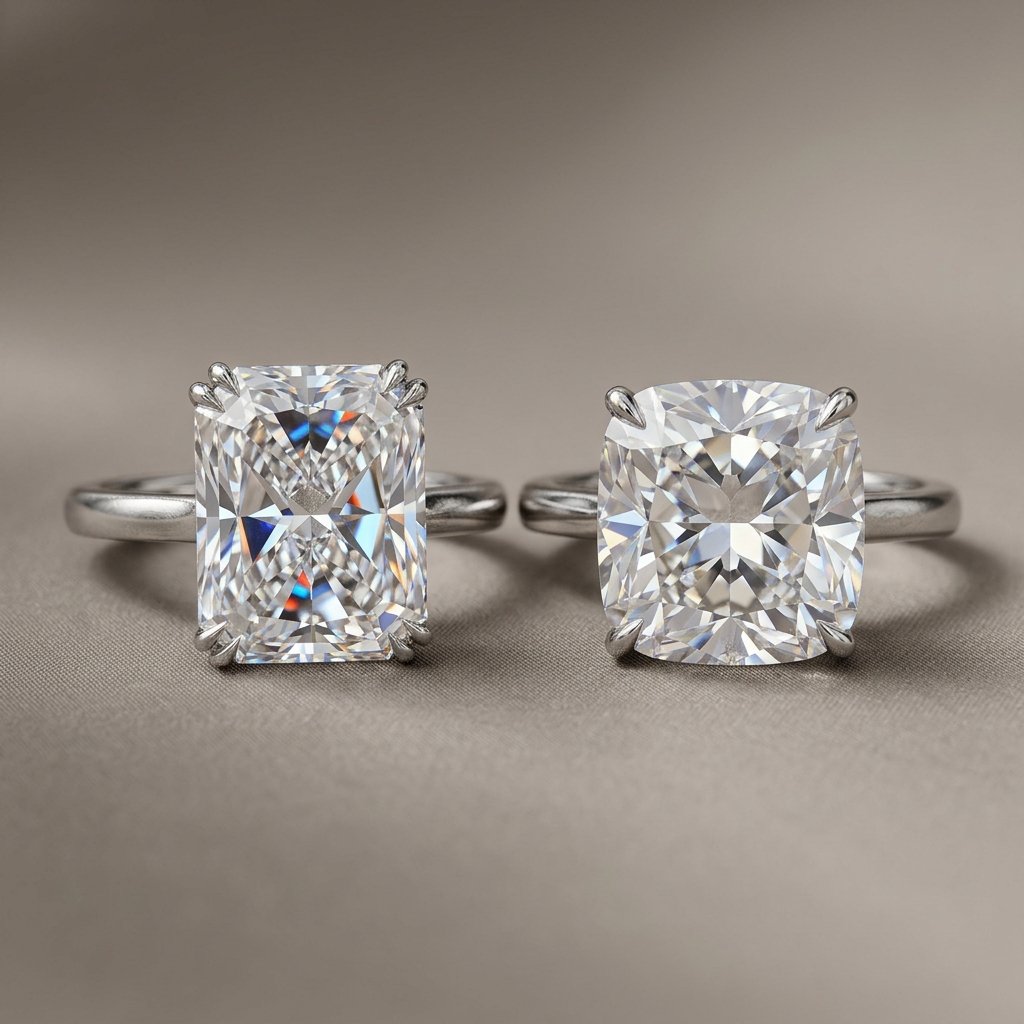 Radiant and cushion sparkle detail.