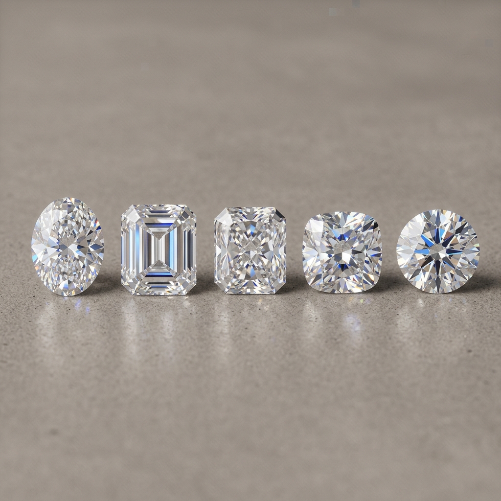 Diamond sparkle and proportion detail for long fingers.