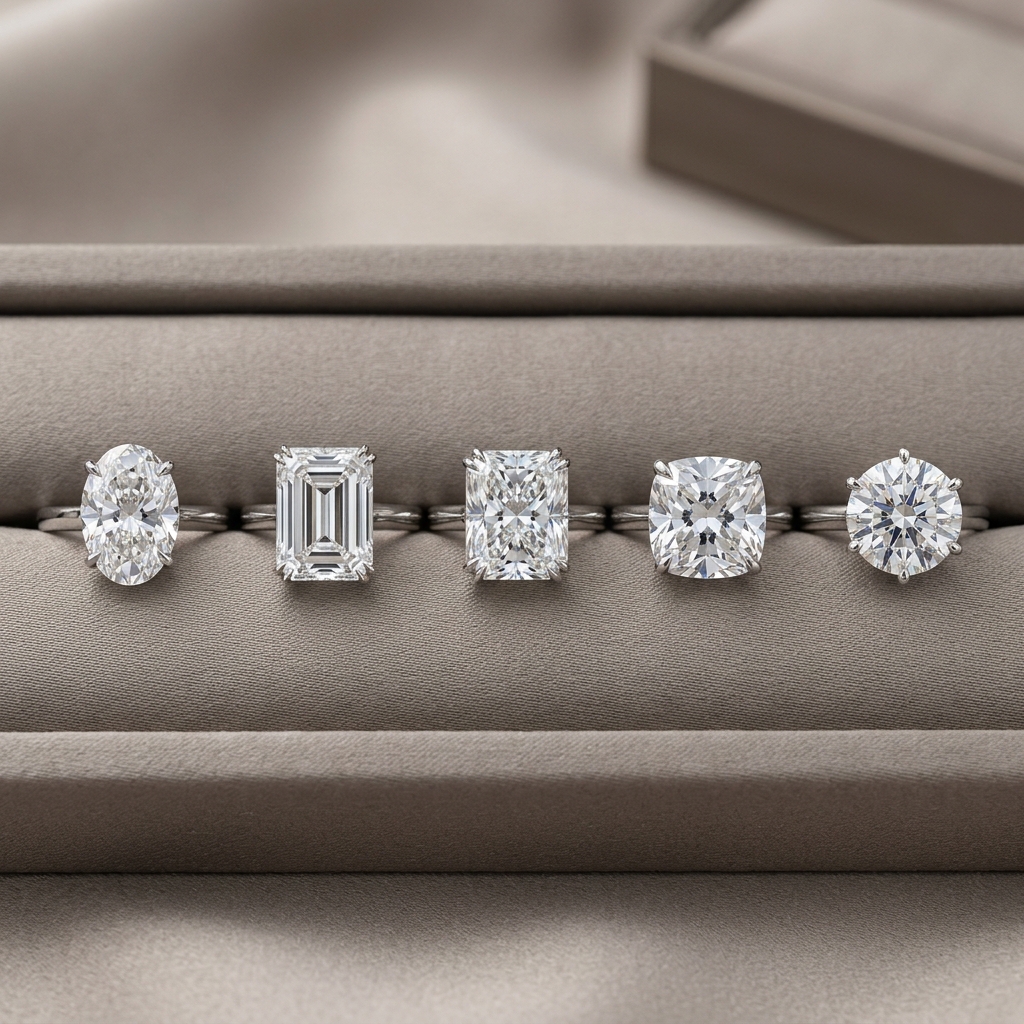 Visual comparison of diamond shapes for long fingers.