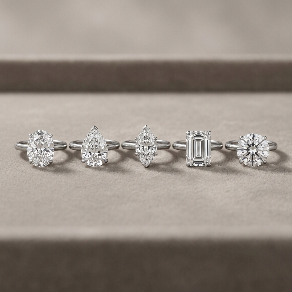 Visual comparison of diamond shapes for short fingers.