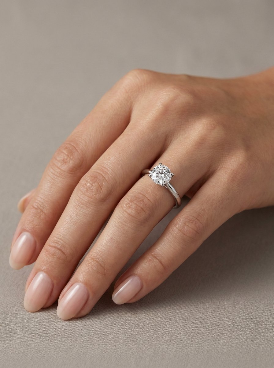 Average carat size ring on hand.