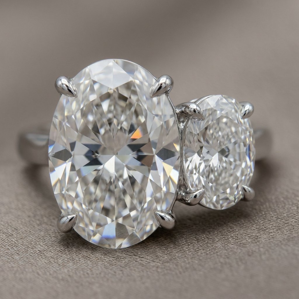 Oval diamond measurement detail.