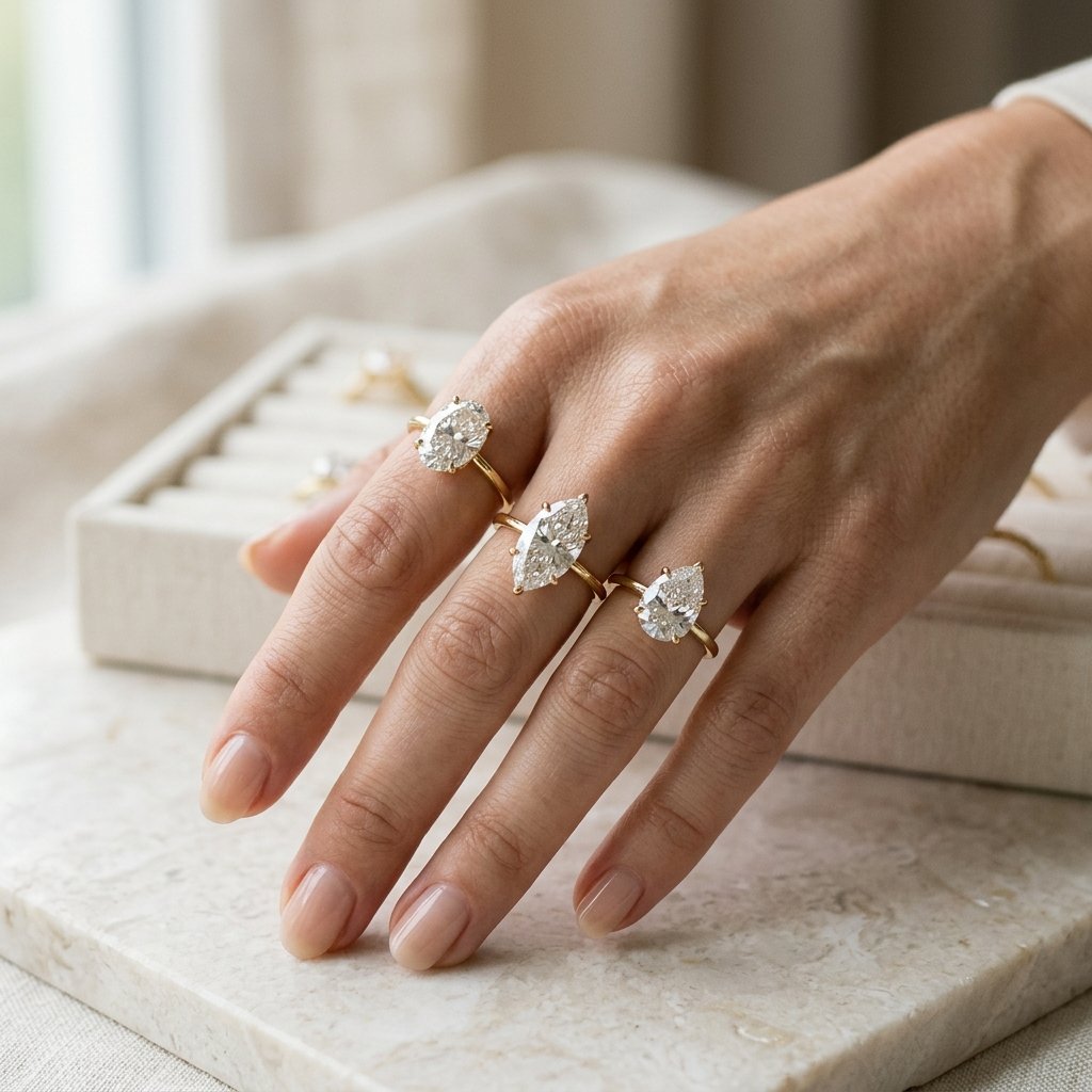 Elongated diamond shapes finger coverage comparison.