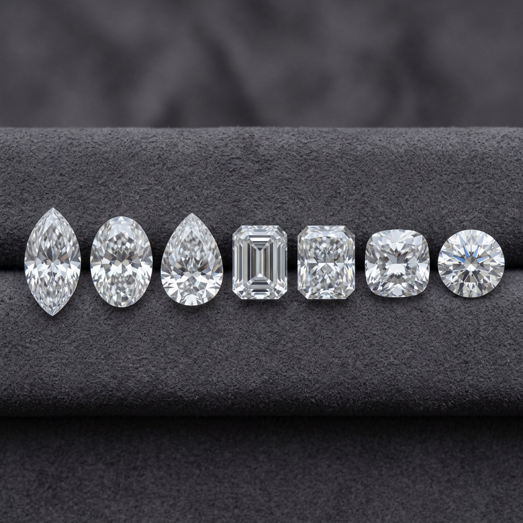Face-up size comparison of different diamond shapes.