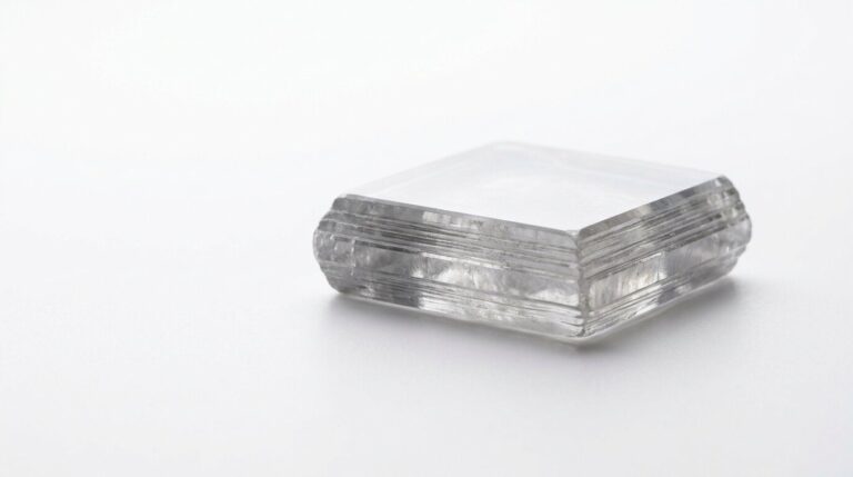 A rough lab grown diamond crystal showing the layered structure created during growth.